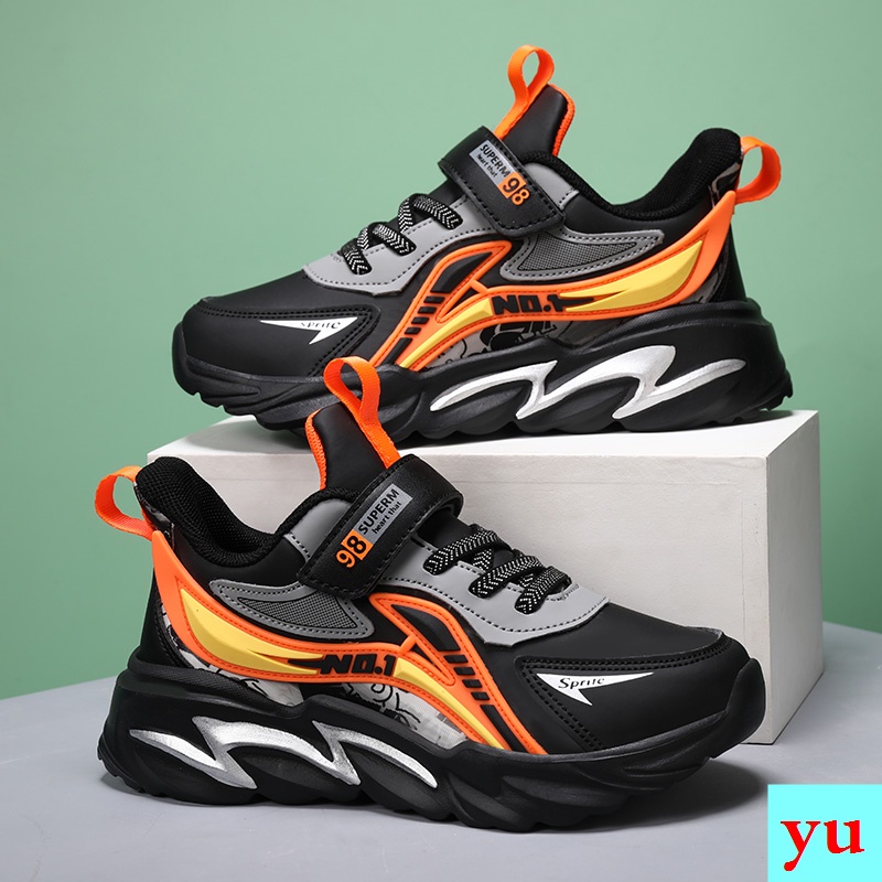 Spot Ready Stock goods Hongxing Erke Co-Branded Boys Shoes 2022 Spring Autumn Leather Two-Cotton Sho