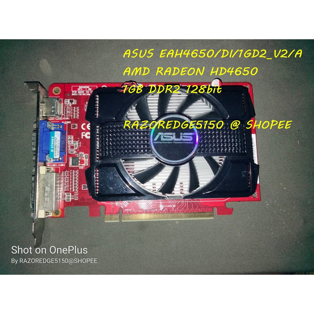 (การ์ดจอมือสอง)​ ASUS HD4650 1GB DDR2 128bit (เทียบเท่าGT220) ราคาถูกที่สุดในพิกัดแรม1GB เทสก่อนส่งท
