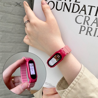 สายนาฬิกาข้อมือซิลิโคนแม่เหล็ก พร้อมเคส PC แบบเปลี่ยน สําหรับ Xiaomi Mi Band 6 5 4 3 MiBand 6 5 4 3 M6 M5 M4 M3