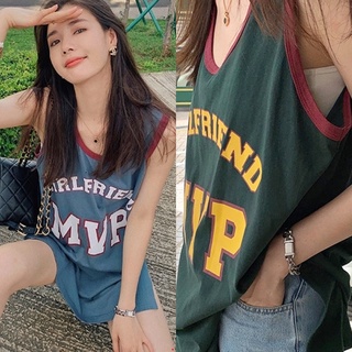 ✅ส่งไว✅สต็อกไทย เสื้อยืดลาย MVP คอกลมแขนกุดกุ้นขอบแดงทรงใหญ่ 2 สี