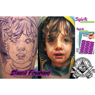 Spirit Behind Every Great Tattoo  (กระดาษลอกลาย สปิริตแบบมือ แบ่งขายจำนวน 10 แผ่น)