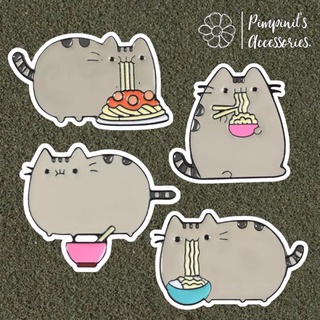 🇹🇭 พร้อมส่ง : 🐱เข็มกลัดเซ็ทเจ้าแมวสีเทาอ้วนกินจุ | Chubby Gray Cat Enamel Brooch Pin Set.