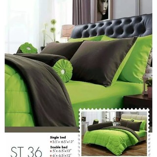 ชุดผ้าปูที่นอนสีทูโทน ลาย ST36 (Green) ชุดผ้าปู 6 ฟุต