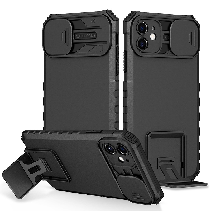 สําหรับ iPhone 11 Pro XR X Xs Max 7 8 Plus SE 2020 เคสกันกระแทก ผลักดึง กล้อง ป้องกัน ขาตั้ง