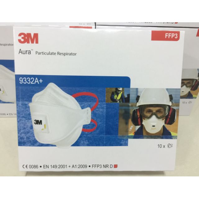 [พร้อมส่ง]3M Aura™ 9332A+ FFP3 หน้ากากป้องกันฝุ่นแบบพับได้ พร้อมวาล์วระบายอากาศ (10 ชิ้น/กล่อง)