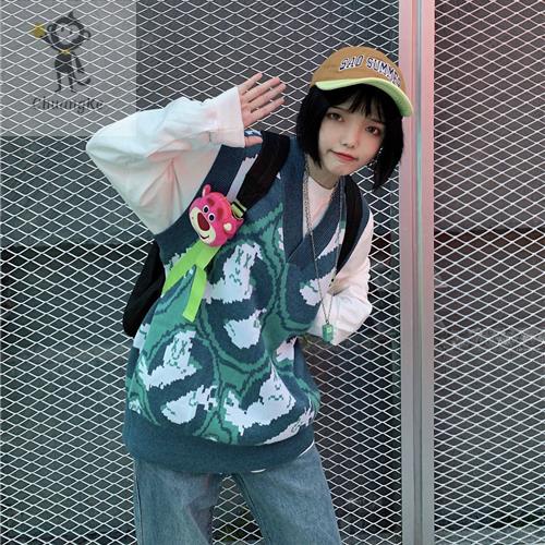 🔥เสื้อไหมพรมแขนสั้น School Style เสื้อกั๊กไหมพรมเกาหลี vest🔥