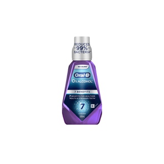 Oral-B ออรัลบี น้ำยาบ้วนปาก 7 เบเนฟิต 500 มล. 1 ขวด ป้องกันฟันผุ Mouthwash 7 Benefits Clean Mint Rinse 500ml