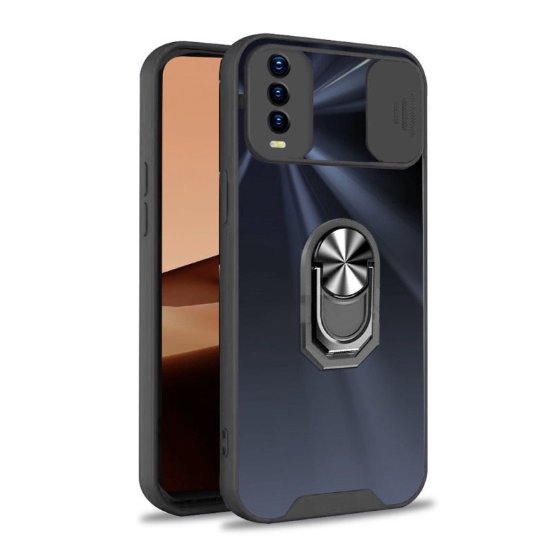 Clear Push Pull Casing Huawei Y6 Prime 2019/Y6P 2020/Y9 Prime 2019/P Smart Z/Honor 9X Case Holder Le
