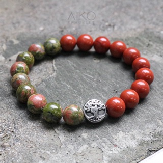 Tree of Life กำไลหินแท้ (Unakite X Red jasper)