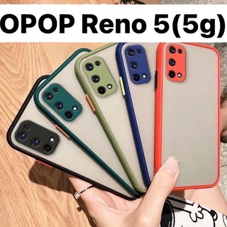🇹🇭เคสโทรศัพท์ Case OPPO  Reno 5(5G) เคสกันกระแทก ปุ่มสีผิวด้าน กันรอยกล้อง ขอบนิ่มหลังแข็ง