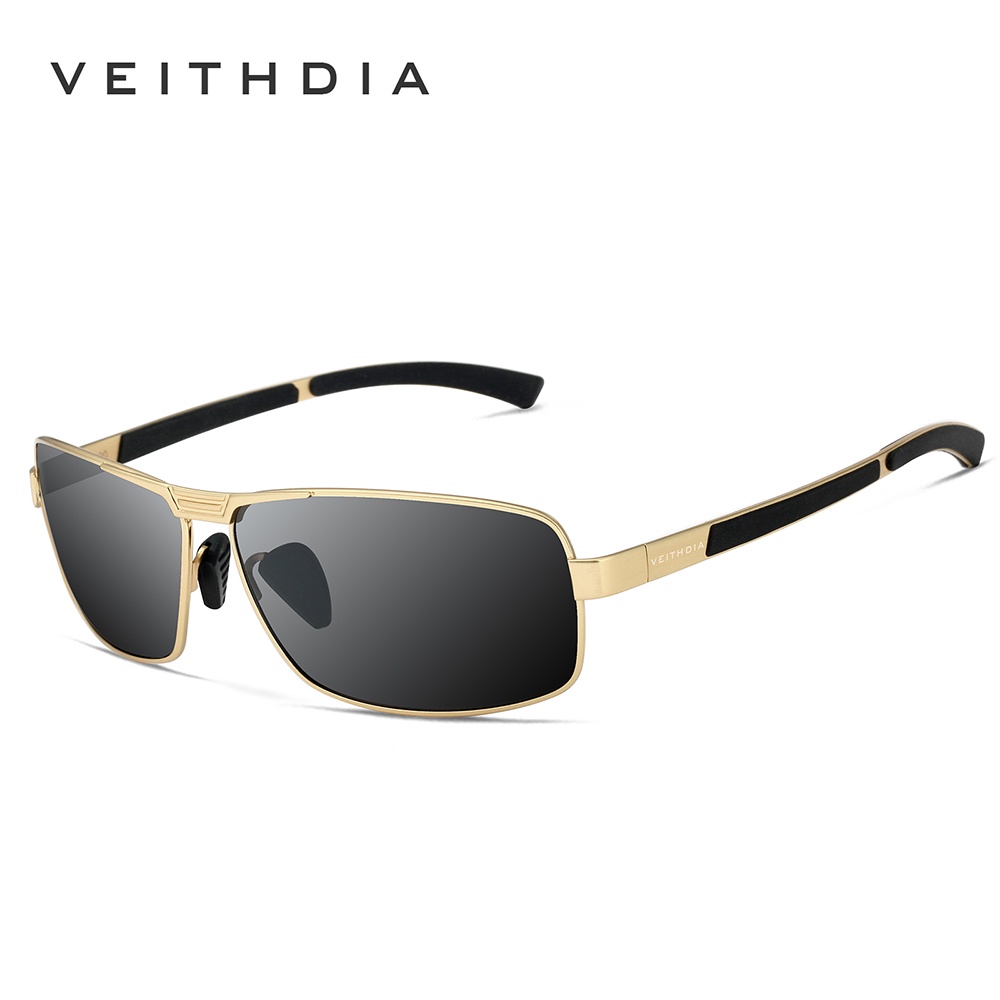 [พร้อมกล่อง] Veithdia 2490 แว่นตากันแดด เลนส์โพลาไรซ์ กรอบโลหะผสม ทรงสี่เหลี่ยมผืนผ้า คุณภาพสูง สไตล์วินเทจ เดินทาง กลางแจ้ง สําหรับผู้ชาย