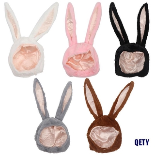 (QETY)Cute Girl Hat Plush Rabbit Bunny Ears Hat Earflap Cap Head Warmer Photo Supplies