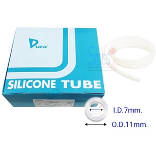 สายยางซิลิโคน ขนาด 7x11mm ม้วนละ15เมตร ยี่ห้อ Dura (Dura Silicone Tube)