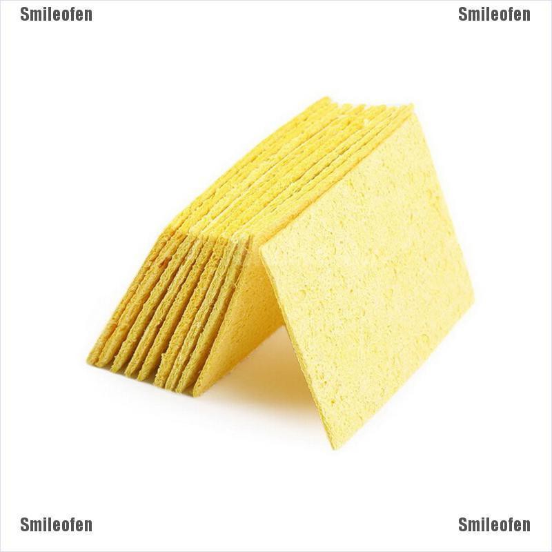 Smileofen 10pcs-Soldering-Iron-Solder-Tip-Welding-Cleaning-Sponge-Yellow