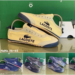 รองเท้าผ้าใบมาใหม่🔥 รองเท้า Lacoste Salip On (แบบผ้า)💢 สวมใส่สบาย💢