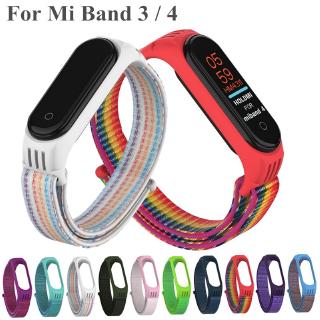 สายนาฬิกาข้อมือไนล่อนซิลิโคนสําหรับ xiaomi mi band 3 band 4 5 smart watch