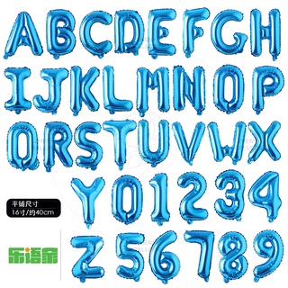 ลูกโป่งฟิล์มอลูมิเนียม ลายตัวอักษร สีฟ้า (A-Z)(0-9) 16 นิ้ว สําหรับตกแต่งงานปาร์ตี้วันเกิด งานแต่งงาน