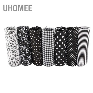 UHomee ชุดเครื่องนอนผ้าฝ้าย Diy ทรงสี่เหลี่ยมสีดํา 7 ชิ้นขนาด 25x25 ซม.