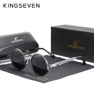 Kingseven 2022 คุณภาพสูง โกธิค สตีมพังก์ แว่นกันแดด โพลาไรซ์ ผู้ชาย ผู้หญิง แบรนด์ ออกแบบวินเทจ กรอบโลหะกลม แว่นตากันแดด