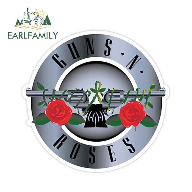EARLFAMILY 12 ซม.x 12 ซม.GUNS N ROSES รถสติกเกอร์รูปลอก 3D ไวนิลสําหรับ Windows รถหัวเครื่องยนต์ตกแต่ง