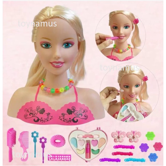 ของเล่น ตุ๊กตาแต่งหน้า ทำผม หัวตุ๊กตาแต่งหน้า พร้อมอุปกรณ์และ เครื่องประดับ