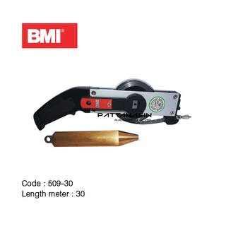 BMI เทปวัดน้ำมัน เทปวัดความลึก พร้อม ลูกดิ่ง High Etch Stainless Steel Tape 1/2" ยาว 30 เมตร