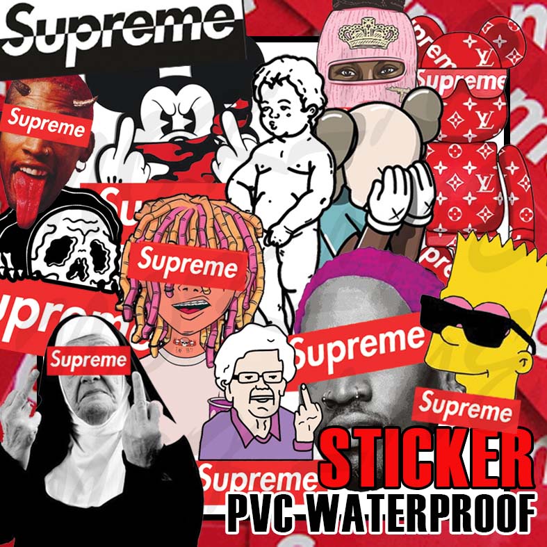 Superme Sticker Waterproof สติ๊กเกอร์ติดทั่วไป กันน้ำ กันลอย ลอกไม่ทิ้งคาบกาว