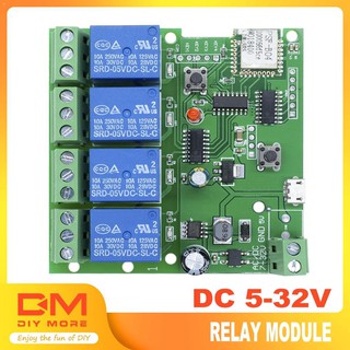 สวิทช์โมดูล ควบคุมรีเลย์ ดีเลย์ ไร้สาย 4 ช่องสัญญาณ dc 5v 7-32 v wifi dengan app ewelink Wireless Relay Delay Switch Co