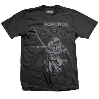 [สินค้าลิขสิทธิ์แท้/พร้อมส่ง] เสื้อยืดคอกลม สีดำ วันพีซ โซโร | One Piece Zoro T-shirt [No.073]