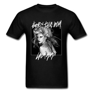 เสื้อยืด พิมพ์ลายนักร้อง Gaga Born This Way สีดํา สไตล์วินเทจเรโทร