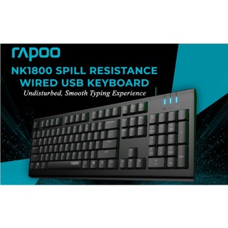 KEYBOARD (คีย์บอร์ด) RAPOO NK1800-BK SPILL RESISTANCE WIRED USB KEYBOARD (EN/TH) (BLACK)