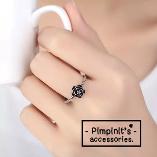 📬 พร้อมส่ง : 🌺 แหวนวินเทจปรับขนาดได้ลายดอกคามิเลีย | Camellia Flower Adjustable Vintage Ring.