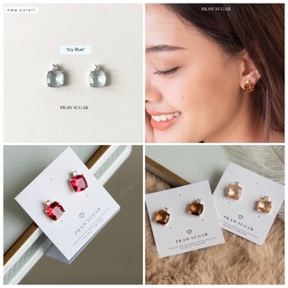 ต่างหูคลาสซี่คริสตัลแบบติดหู - Classy Crystal Stud Earrings (มี 8 สี) (ก้านเป็นเงินแท้)