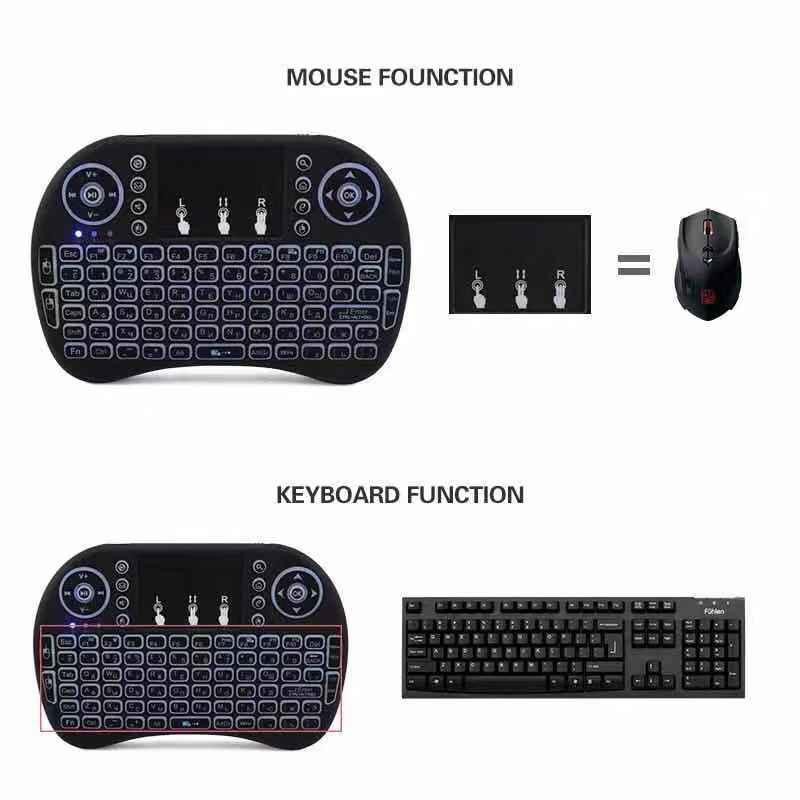 【Mini Wireless Keyboard แป้นพิมพ์ภาษาไทย 】2.4 Ghz Touch pad คีย์บอร์ด ไร้สาย มินิ ขนาดเล็ก for Android Smart TV Box I8