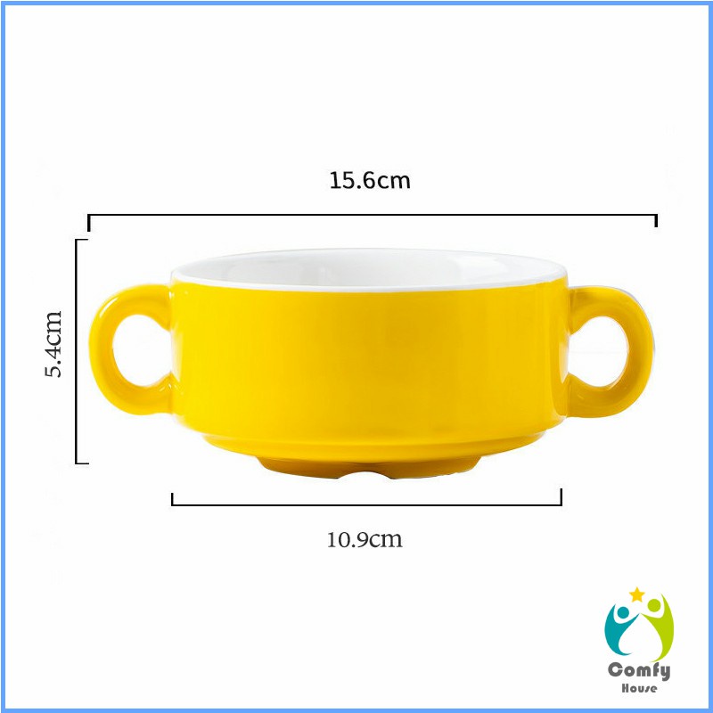 Comfy ถ้วยซุป เซรามิกส์ ชามซุป ถ้วยโจ๊ค มีหูจับทั้งสองด้านสีสันสะดุดตา Soup cup ราคา ถูกที่สุด ดีลบีเคเค แกลเลอรีภาพที่ 8
