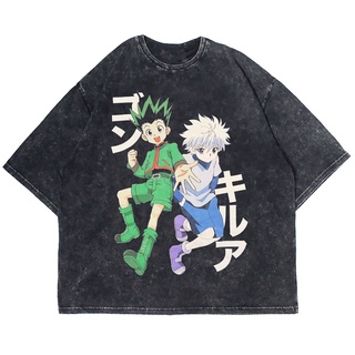 เสื้อยืดแขนสั้น พิมพ์ลายอนิเมะ HUNTER X HUNTER KILLUA AND GON WASHING โอเวอร์ไซซ์