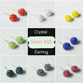 ตุ้มหูคริสตัลเงินแท้ 12คู่/ Silver 925 Crystal Earring