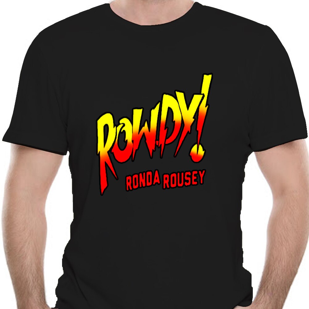 เสื้อยืดผู้ชาย Ronda Rousey Rowdy Ronda Rousey เสื้อยืดสีดํา