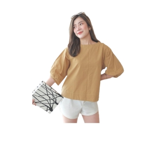 YNO Round neck blouse with back zipper เสื้อเบลาส์คอกลมซิปหลัง 23765