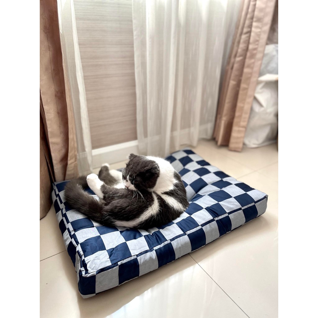 Bed Care For Pet (เฉพาะปลอก) เบาะนอนสัตว์เลี้ยง สัมผัสเย็น ป้องกันไรฝุ่น ไม่ติดขน รุ่นธรรมดา สีน้ำเงิน ส่งฟรี  