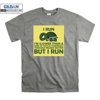 เสื้อยืดพิมพ์ลายแฟชั่น เสื้อยืด ผ้าฝ้าย 100% พิมพ์ลาย I Run Im Slower Than The Herd Turtle สไตล์มินิมอล สําหรับผู้ชาย