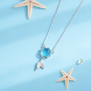 MeeningBrand❀สร้อยคอเงิน MERMAID BLUE BALL [02-0057]