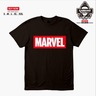 เสื้อยืดผ้าฝ้ายพิมพ์ลายแฟชั่น เสื้อยืด พิมพ์ลายโลโก้ซุปเปอร์ฮีโร่ Marvel