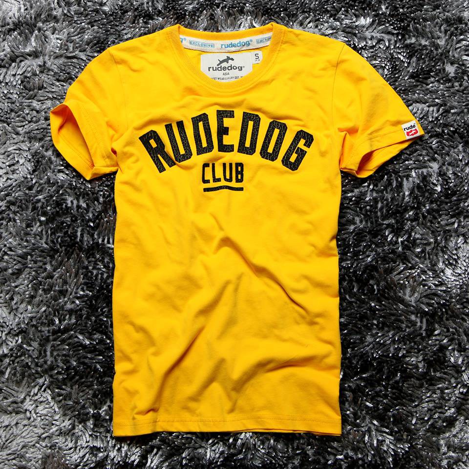rudedog เสื้อคอกลม  ชาย หญิง  รุ่น crack สีเหลือง
