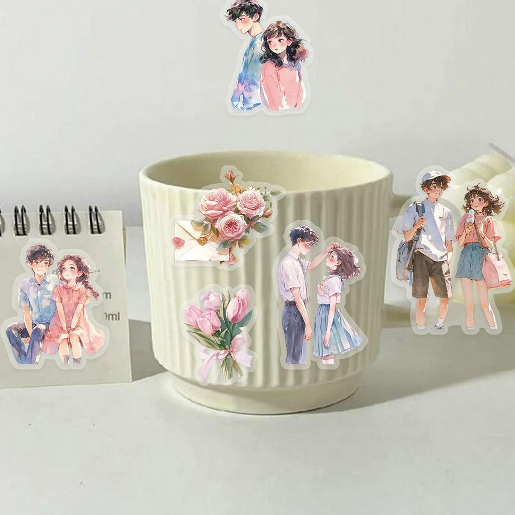 30ชิ้นดอกไม้คู่โรแมนติกที่มีรูปแบบต่างๆสัตว์เลี้ยงกันน้ําภาพตัดปะนักเรียนทําเองเครื่องเขียนสติ๊กเกอร์ตกแต่งเหมาะสําหรับแล็ปท็อป,กระเป๋าเดินทาง,เศษหนังสือ,ของขวัญ,สติกเกอร์ตกแต