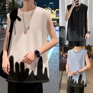 พร้อมส่ง ✨เสื้อแขนกุดผู้ชาย oversize คอลูกเรือ ทรงหลวม แฟชั่นฤดูร้อนเสื้อยืดแขนกุดผู้ชาย เนื้อผ้านุ่มใส่สบาย