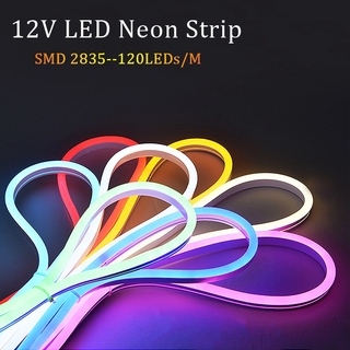 GBKOF LED Neon Light Flex Sign DC 12V กันน้ำ Luces ไฟ LED Strip ริบบิ้นเชือก 120 LED Strip วอร์มไวท์สีแดงสีฟ้าสีชมพูสีเหลือง