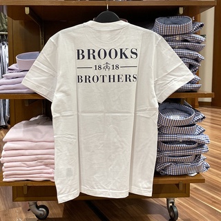 เสื้อยืดแขนสั้นลําลอง คอกลม ผ้าฝ้าย พิมพ์ลายโลโก้ตัวอักษร Brooks Brothers พลัสไซซ์ แฟชั่นสําหรับผู้ชาย และผู้หญิง