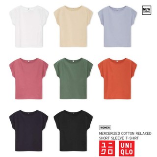 WOMEN Uniqlo เสื้อ ผ้าคอตตอน แขนสั้น