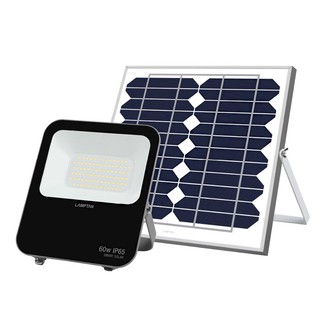 Outside spotlights LED SOLAR FLOODLIGHT LAMPTAN SMART 60W DAYLIGHT BLACK External lamp Light bulb ไฟสปอทไลท์ภายนอก สปอทไ